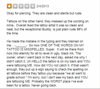 Illustration for article titled "Dirty Needles and Drunk Artists": Grim Yelp Reviews of Tattoo ParlorsÂ